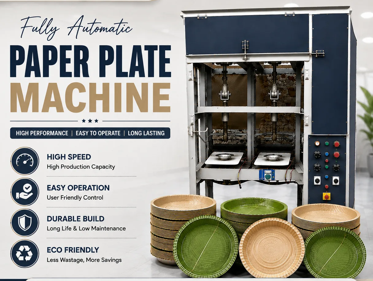 Automatic Hydraulic All In One Paper Plate Making Machine - Model 3 (8 Roll Single Cylinder)