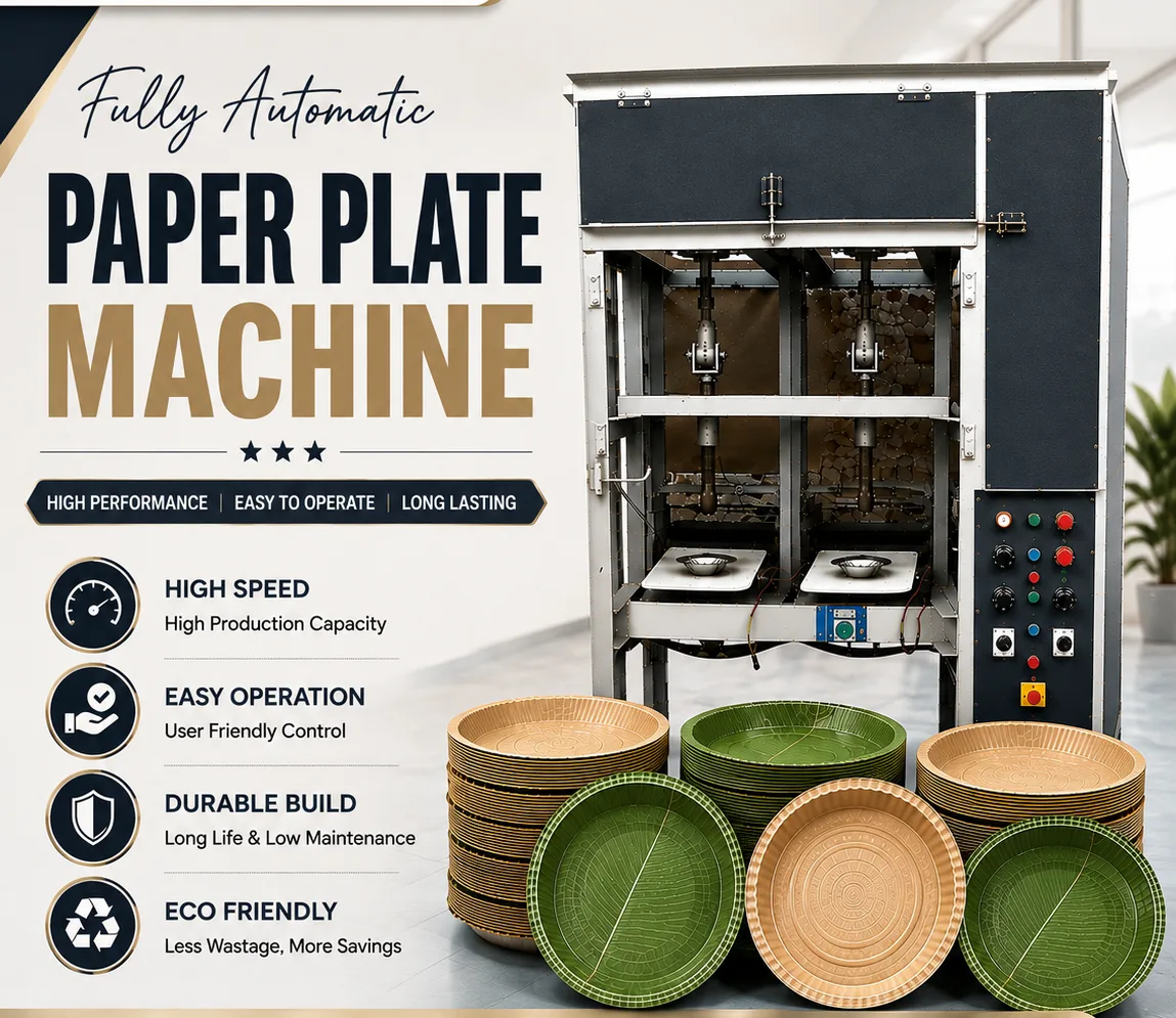 Automatic Hydraulic All In One Paper Plate Making Machine - Model 4 (8 Roll Double Cylinder)